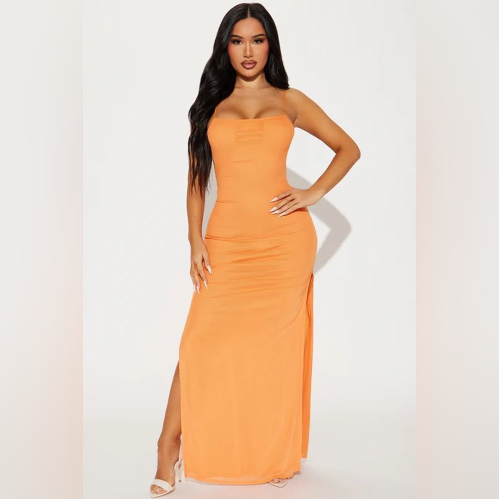 Out of Stock Fashion Nova Vibrant Orange Maxi Dress